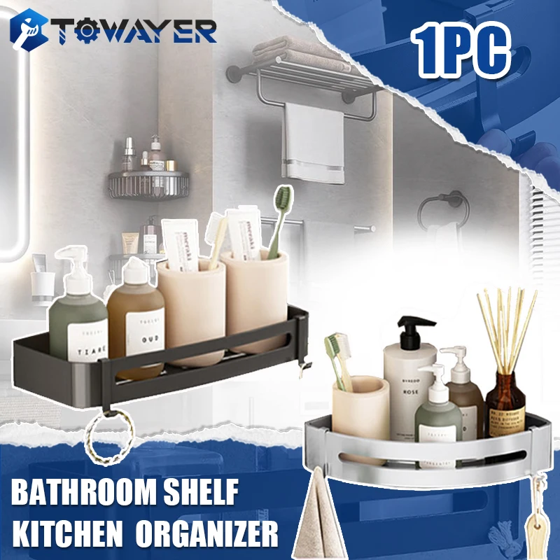 

Bathroom Shelf Shower Shampoo Storage Rack No-drill Kitchen Organizer Triangle Towel Storage Shelves Bathroom Accessories