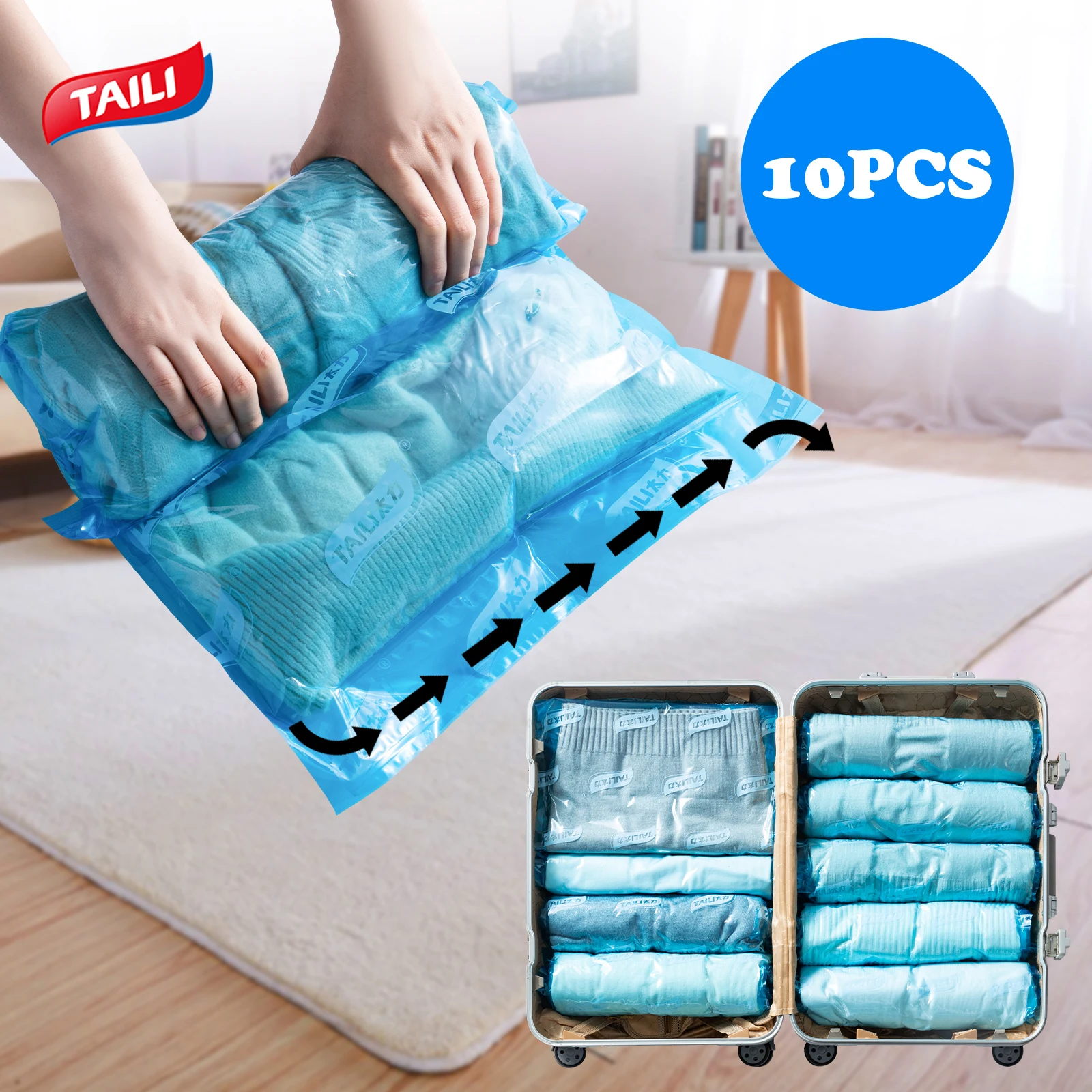 TAILI 10 шт. свернутые дорожные компрессионные сумки для одежды, сумки ...
