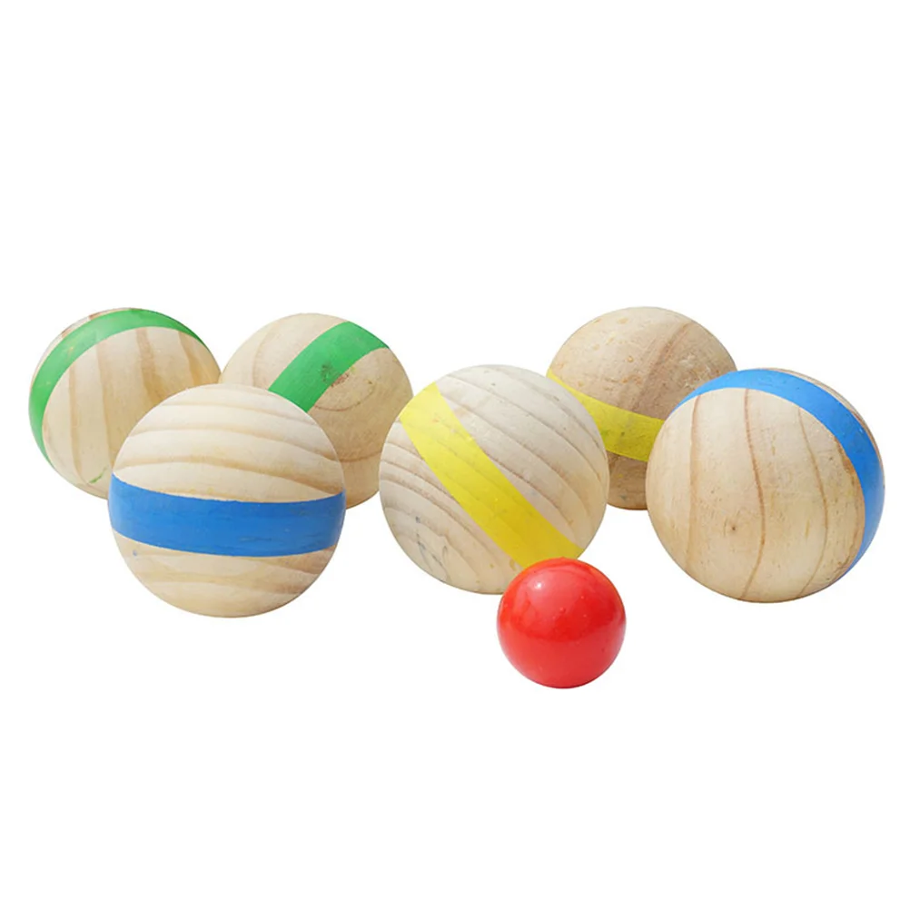 

7Pcs Grass Rolling Balls Wooden Bocce Sports Balls Wooden Roll Balls for Kids Children Beach