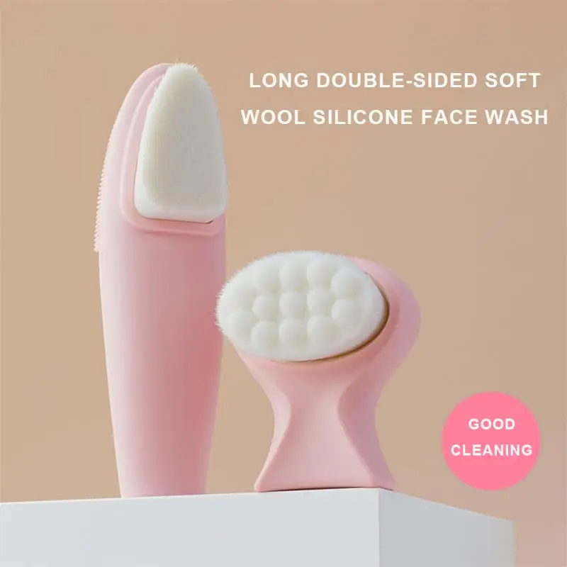 

Double-sided Silicone Facial Cleansing Brush Soft Fiber Deep Cleansing Pores Portable Beauty Facial Massage Brush Skin Care Tool