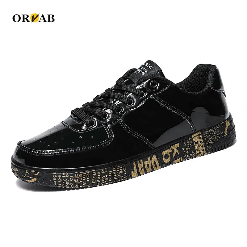 Platform Sneakers Womens Shoes Fashion Patent Leather Platform Shoes Zapatillas Mujer Graffiti Gold Silver Woman Designer Shoes