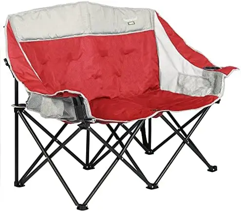 

Double Camping Chair, Portable Duo Loveseat Chair, Padded Foldable Lawn Chairs with Cup Holder for Beach/Outdoor/Travel/Picnic,