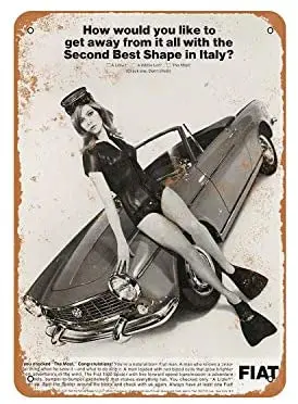 

Rustic Fiat Spider Pinup Vintage Look Metal Sign