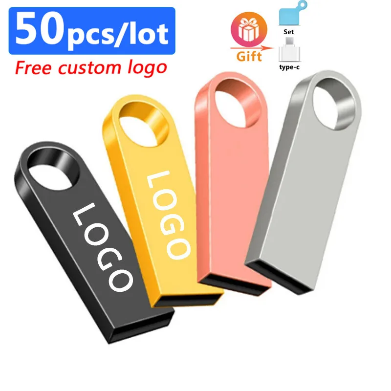 Free Laser LOGO Light Colorful USB Drive 128GB 64GB 32GB 16GB 8GB Pendrive USB 2.0 Memory Stick High Speed PenDrive 50PCS/LOT