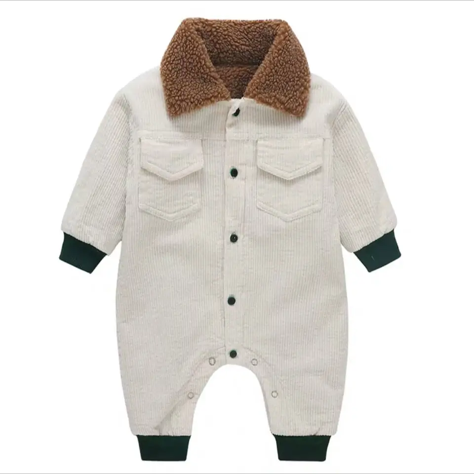 

Baby Clothes Overalls Winter Thicken Plush Girls Romper Corduroy Jumpsuit Kids Boy Clothing Toddler Bodysuit For Newborns TZ551