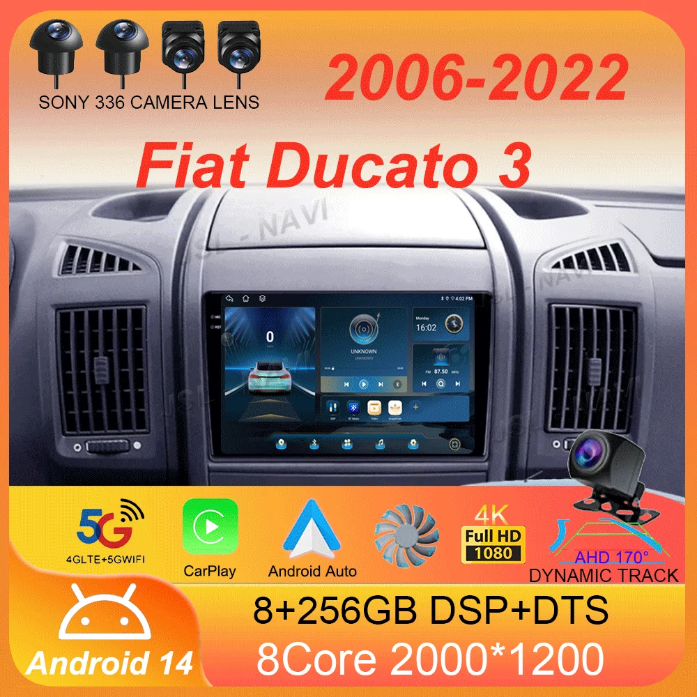 Автомобильный радиоприемник Android 14 для Fiat Ducato 3 2006-2022 Peugeot Boxer 2 Citroen Jumper
