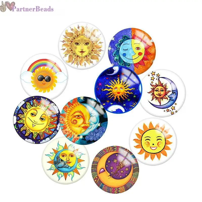 

Yellow Moon Round Photo Glass Cabochon Demo Flat Back Making Findings 20mm Snap Button N7461