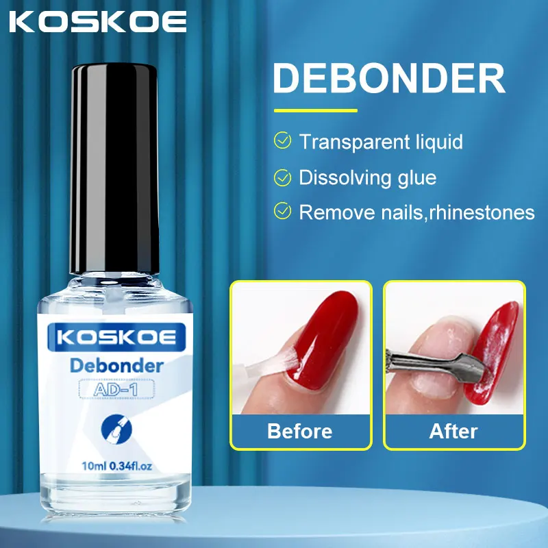 

KOSKOE 10ml Debonder Nail Glue Gel Nail Polish For Remove False Nail Tips Rhinestone Transparent Fast Dissolve Degreaser Liquid