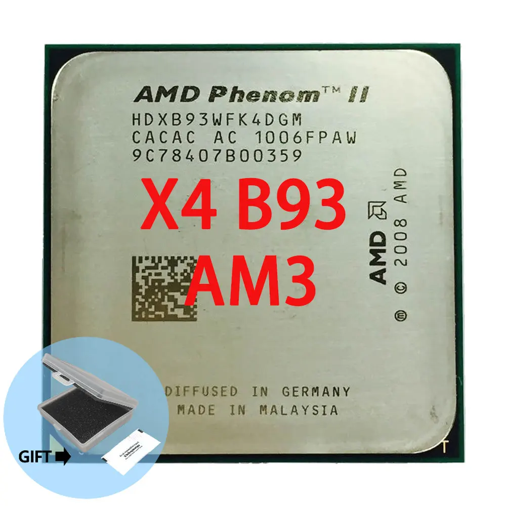 

AMD Phenom II X4 B93 2.8 GHz Quad-Core CPU Processor HDXB93WFK4DGM Socket AM3