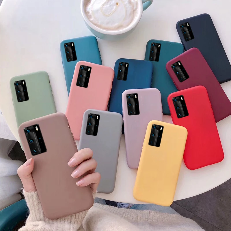 

Luxury Matte Silicone Case For Huawei P Smart 2021 Y6P Y7P 2020 Y9 Prime 2019 P40 Pro P30 P20 Lite Shockproof Candy Color Cover