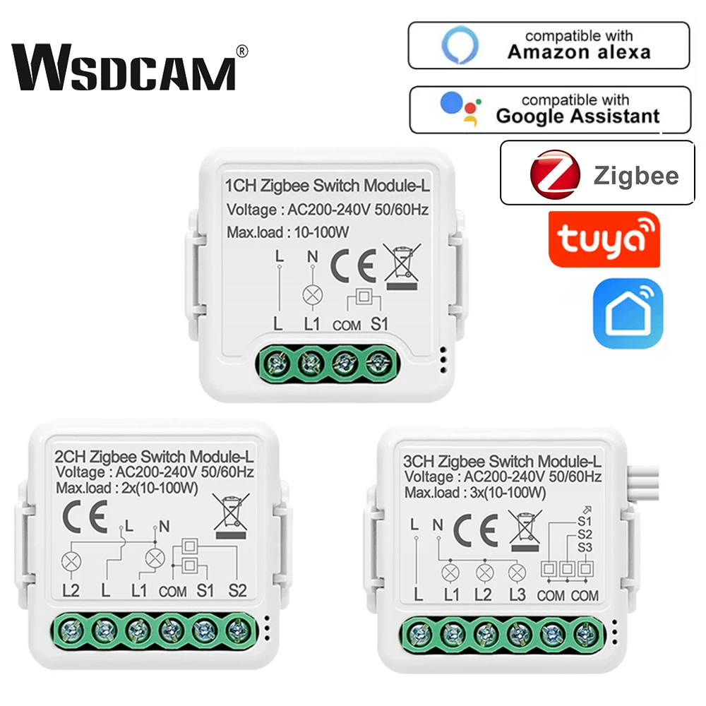 

WSDCAM Tuya мини смарт-переключатель 2-полосный беспроводной переключатель умный дом Модуль Автоматизации работы с Alexa Google Smart Life App
