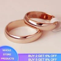 high quality 4mm simple smooth halo ring fine rose gold color ring mens and womens exclusive couple wedding rings anniversary