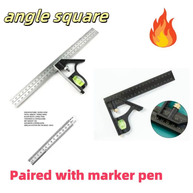 Многофункциональная линейка под прямым углом с отверстием на 45/90 градусов