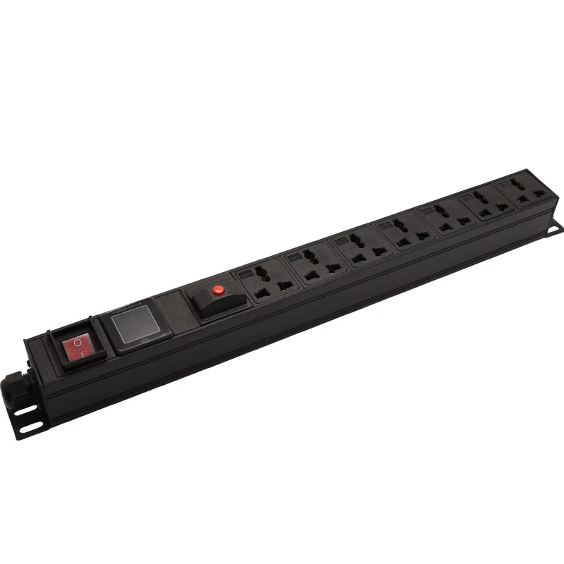 

PDU Power Strip Distribution Unit Cabinet 7 Way AC Universal Socket Overload Break Switch Ammeter configuration 2m Cord