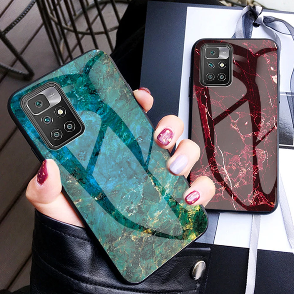 

Redmi A2 10c 10a 11a 12c Marble Tempered Glass Case for Xiaomi Redmi A1 Plus Frame Hard Glass Back Cover Redmi 9t 9a 9c 9 c NFC