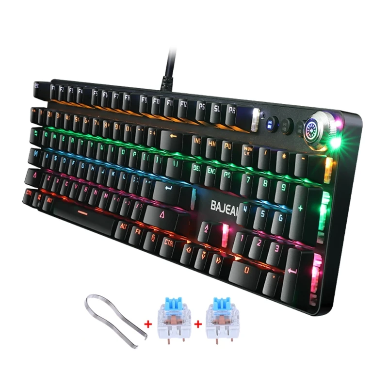 

104 Keys Gaming Keyboard RGB Iluminated Backlit Wired Programmable for PC Gamer