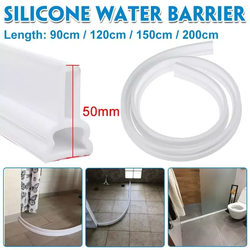 

2022New 50MM Height Soft Bathroom Water Stopper Water Partition Dry And Wet Separation Flood Barrier Rubber Dam Silicon Water Bl