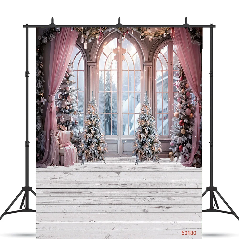 

SHENGYONGBAO Art Fabric Christmas Theme Photography Background Props Pine Tree Family Festival Backdrops For Photo Studio ZM-05