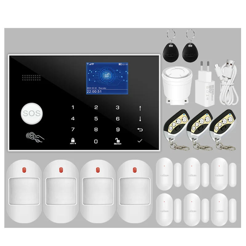 Burglar A-l-a-r-m Wireless & Wired Detector RFID TFT Touch Keyboard  433MHz Compatible Alexa Wifi GSM A-l-a-r-m System