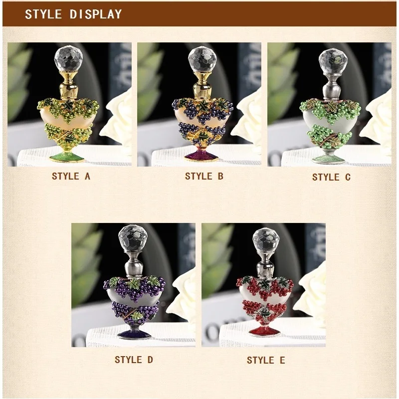 

5ml Vintage Grape Perfume Bottle Heart Shape Mini Empty Refillable Manual Painting Glass Refil Bottles Crafts Wedding Decoration