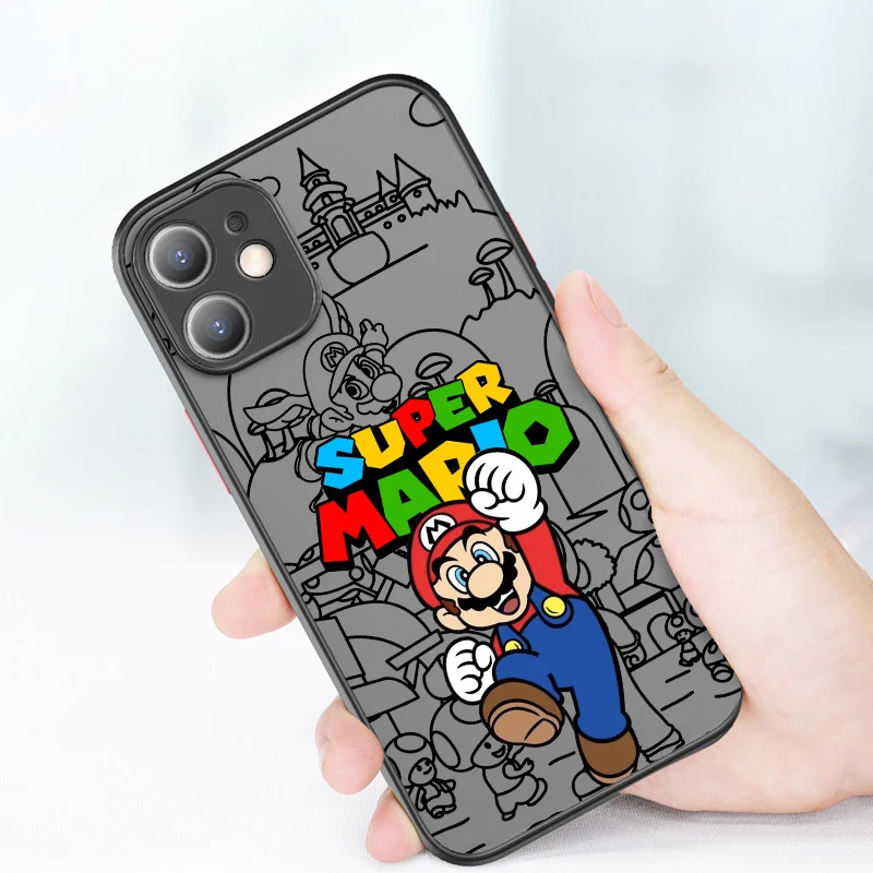 S-Supers MMarios милый мультяшный матовый полупрозрачный для Apple iPhone 15 14 13 12 11 XS XR X 8 7 SE Pro