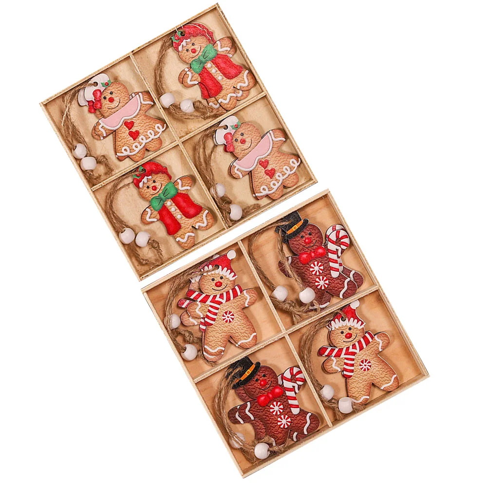 

2 Boxes Gingerbread Man Pendant Christmas Tree Decorations Xmas Ornament Gift Hanging Wood Home Party Lovers Ornaments