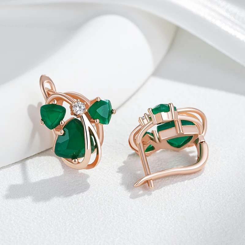 Необычные сверкающие зеленые серьги-капли Kinel с натуральным цирконом для женщин