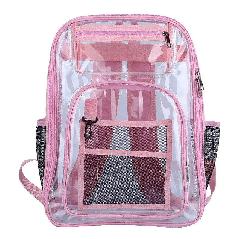 Transparent PVC Bag Waterproof Backpack Unisex Large Capacity Backpack Solid School Clear Backpack Couple Fashion Bagback images - 6