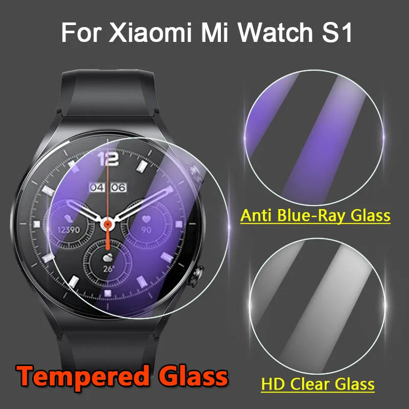 5Pcs Screen Protector For Xiaomi Mi Watch S1 Pro Active Full Cover 2.5D HD Clear / Anti Blue-Ray Tempered Glass Protective Film