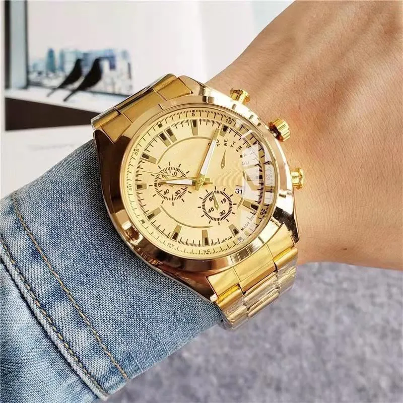

Quartz Steel Band Watch Men's Casual Fashion Five Hand Chronograph Watch
