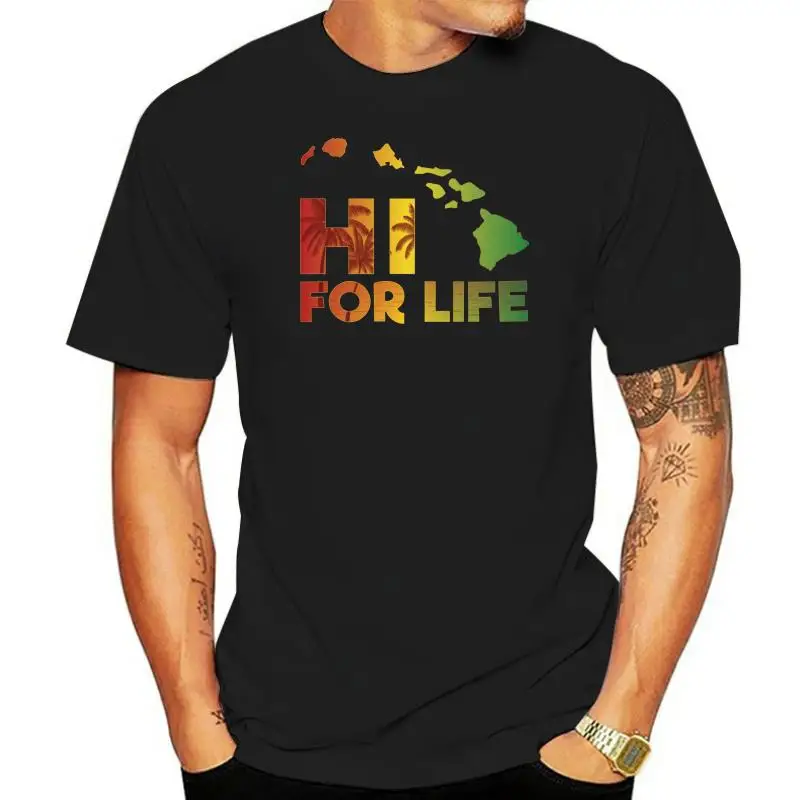 

Hawaii For Life Rasta Island Chain T-shirt Printed T-shirt Men's Short Sleeve O-neck T-shirts Summer Stree Twear