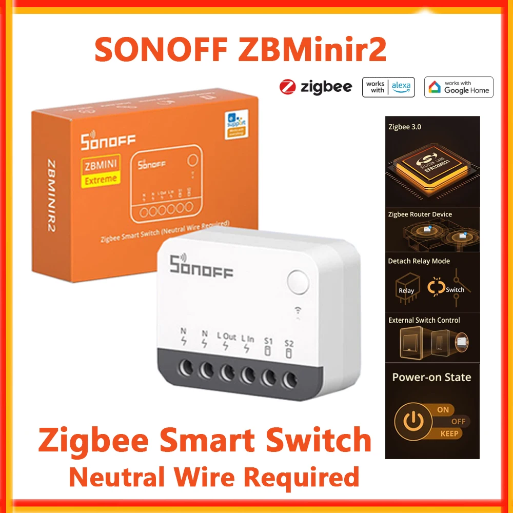 

SONOFF ZBMinir2 ZBMinil2 Extreme Zigbee Мини умный выключатель
