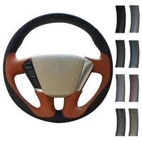 diy car steering wheel cover black hand stitched soft suede leather for nissan teana 2008 2012 murano 2009 2014 quest 2011 2017