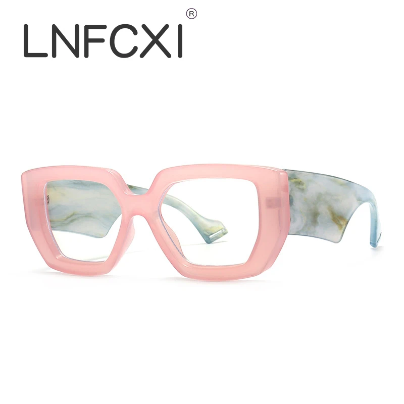 

LNFCXI Brand Prescription Glasses Frame Oversized Square Computer Transparent Women Eyeglasses Female Big Frame Optical Eyewear
