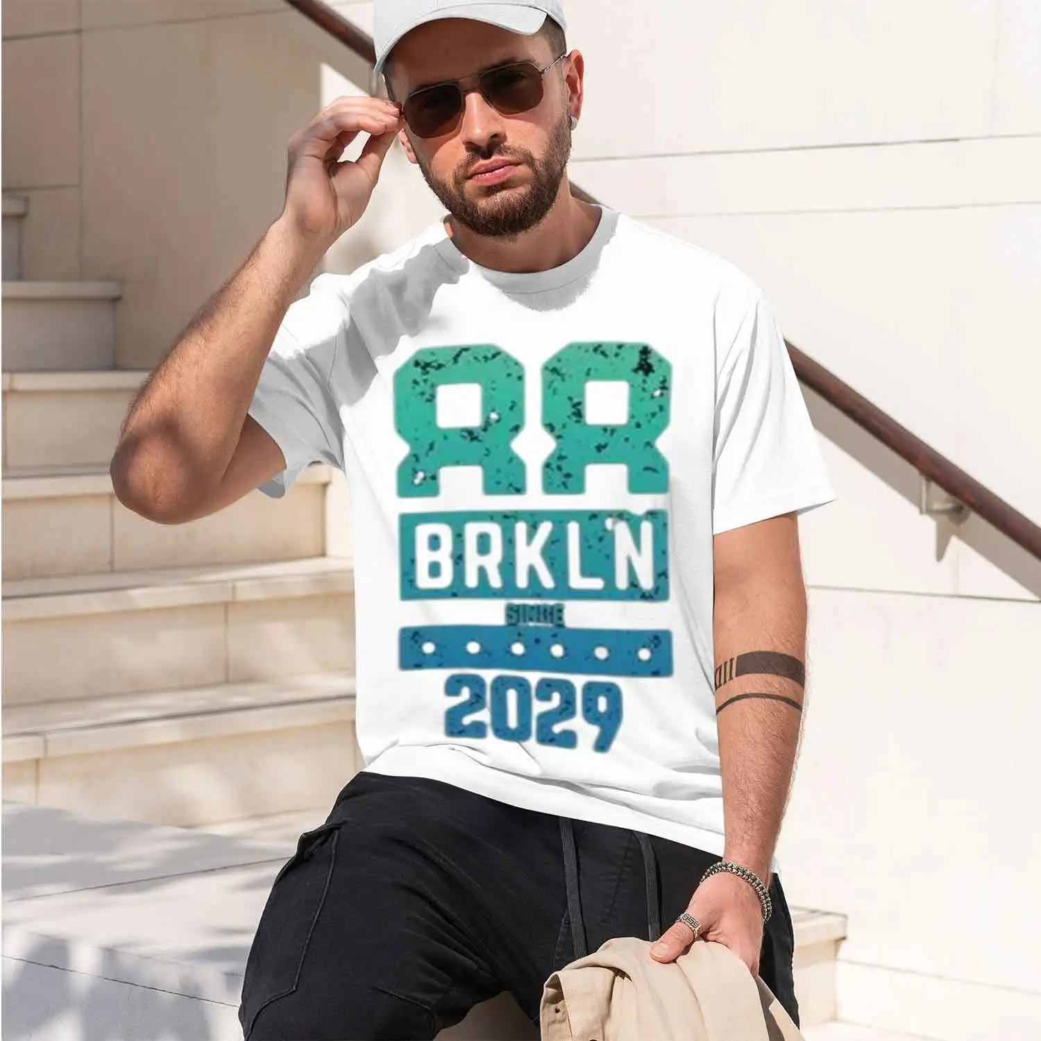 Фото Мужская футболка Graph Tee Brkln с 2029 года - Brkln с 2029 года, новая модель 2026 года, футболка с коротким рукавом и круглым вырезом, классическая повседневная, в различных цветах №2