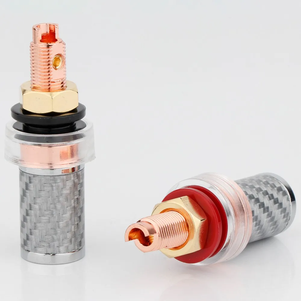 

4 шт./компл. высококлассная красная медная обвязочная клемма для динамика из углеродного волокна 4 мм