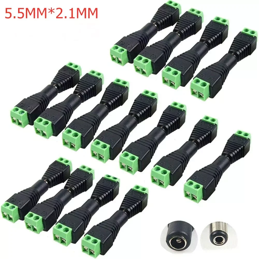 

5pcs 10pcs 20pcs DC Connector Male Female 2.1mm*5.5mm Power Jack Adapter Plug Connection For LED Strip Light CCTV Route Camera