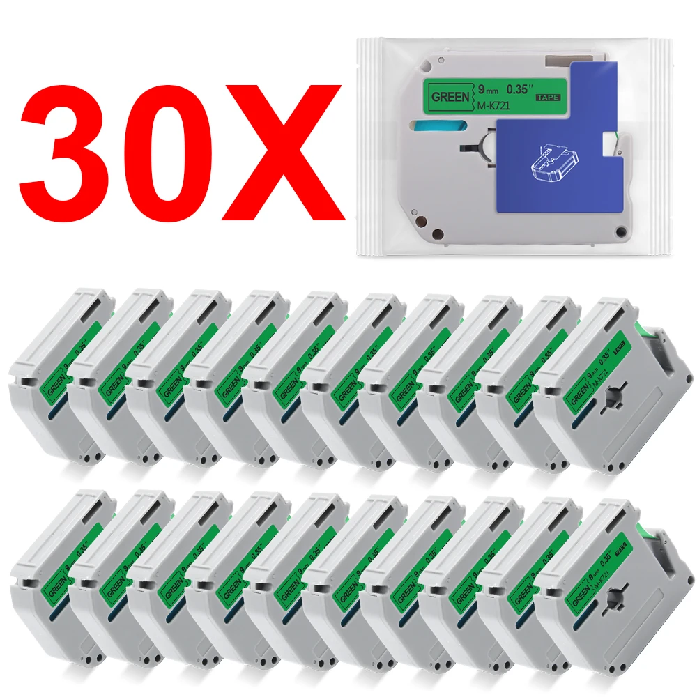 

30PK Compatible MK-221 MK-121 MK-421 MK-521 MK-621 MK-721 For Brother 9mm Label Tape MK221 M-K221 for PT-70 PT-80 Label Printer