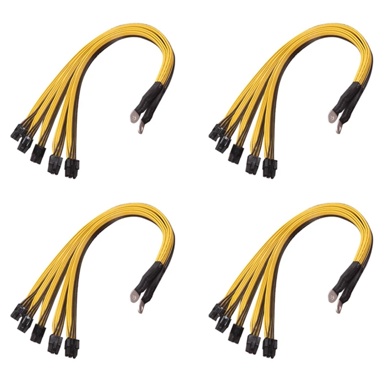 

NEW-4Pcs 6Pin Connector Sever Power Supply Cable 2400W 2600W for P3 S7 S11 Bitmain Miner Machine Support Miner PSU Cable