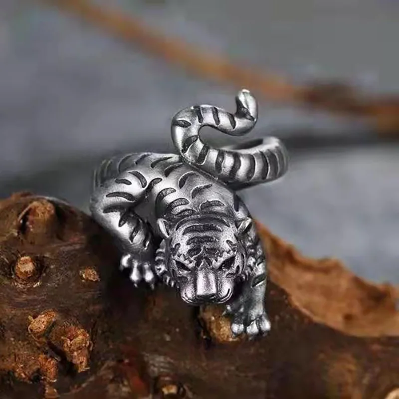 

Ferocious Tiger Ring for Men Women Vintage Silver Color Animal Style Simple Trendy Jewelry Gift Adjustable Opening Rings