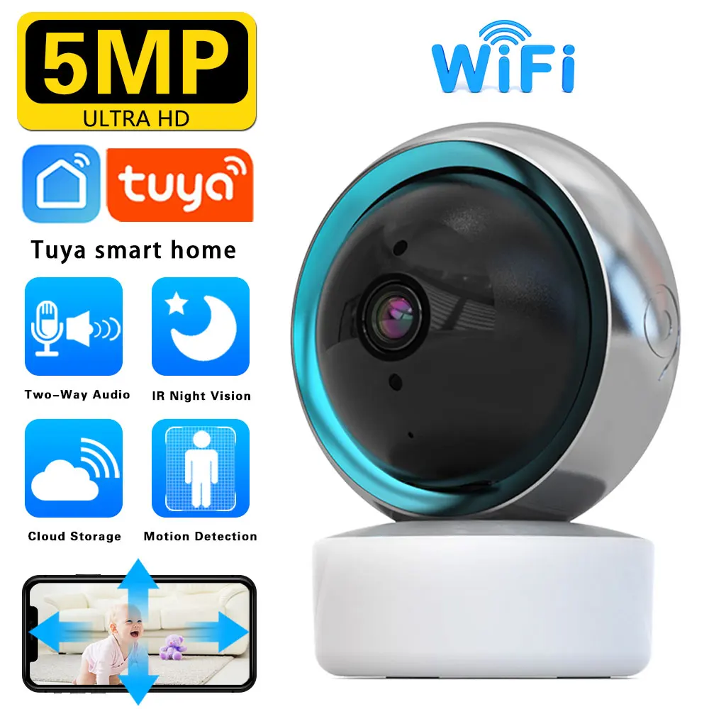 5MP Tuya Wifi Auto Tracking Camera Video Surveillance Camera HD Night VIsion Two Way Audio Cloud Smart Home Security IP Camera