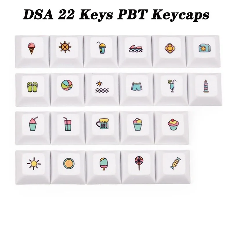 

22 Keys PBT Keycap DSA Profile Mechanical Keyboard Customized DIY Cartoon Ice Gream 1U Dye-subbed 60% GK61 Teclado Gamer Keycap
