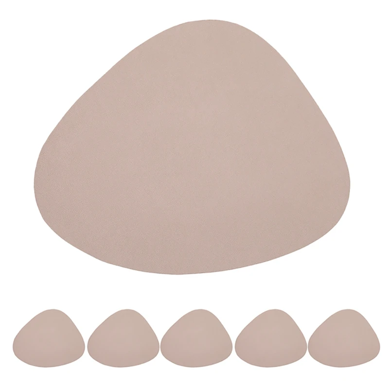 

Set Of 6 Triangle Oval Leather Place Mats Easy To Clean Non-Slip Heat Resistant Dining Table Mats Washable Place Mats