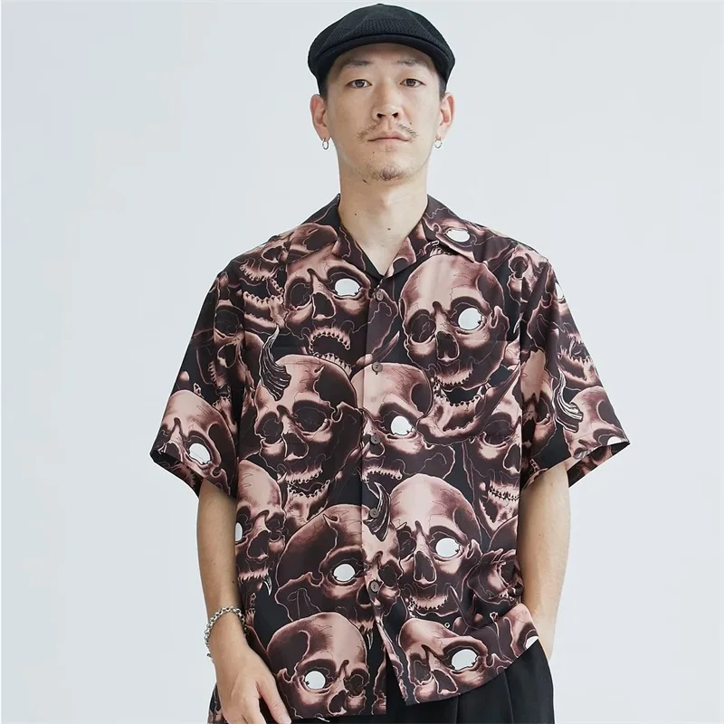 Best Quality New Skull WACKO MARIA Shirts 2023 Summer Style Men Woman Short Sleeve Hawaii Tops Tee Shirt