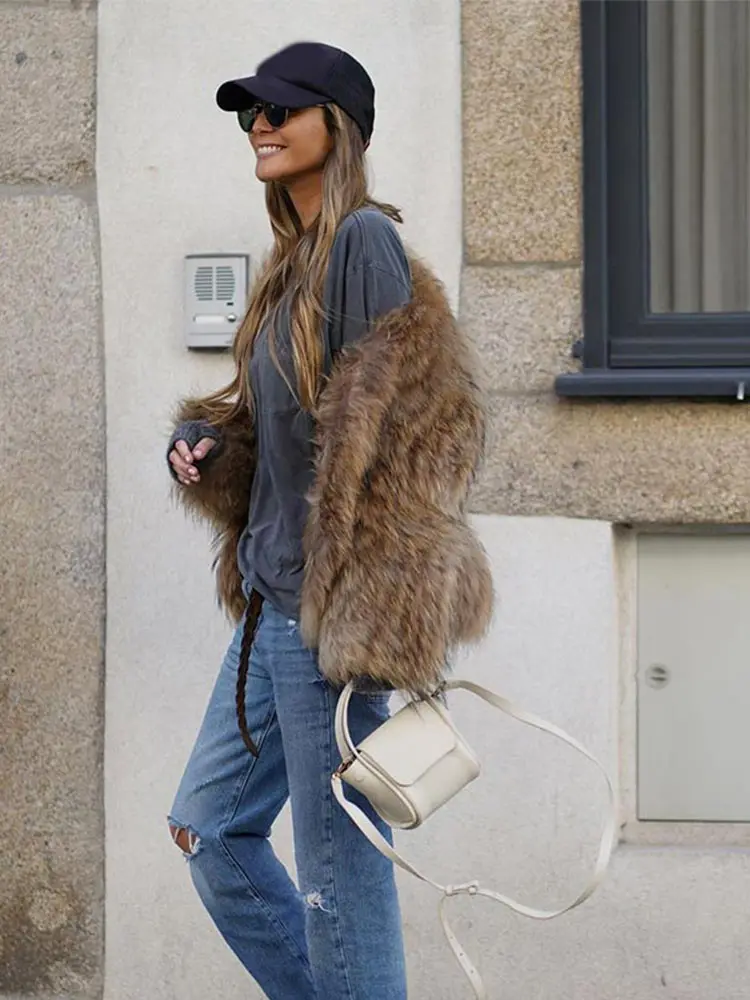 Осенне-зимнее меховое пальто с подкладкой из искусственного меха