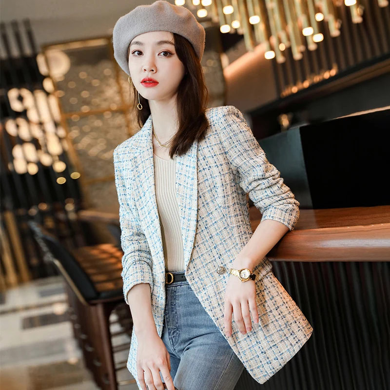 Spot wholesale black hooded suit coat (female) autumn 2022 new small Korean loose casual double breasted suit trendy top