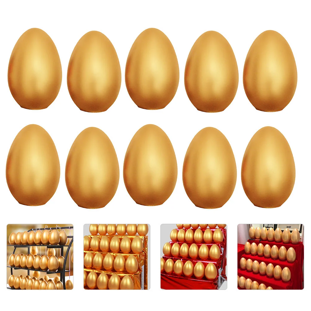 

10Pcs Golden Eggs Plaster Hollow Eggs Wedding Props Holiday Party Event Eggs