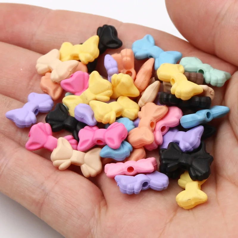 Матовый разноцветный милый бант 15 Х9 мм акриловые разделительные бусины для