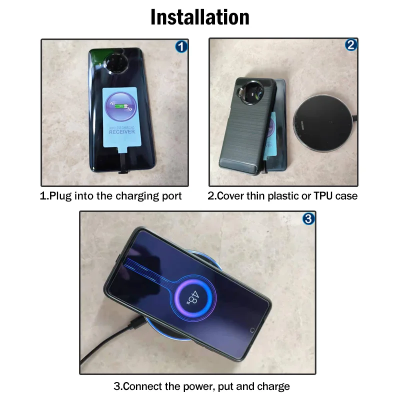 qi wireless charger receiver for huawei p9 p10 plus p20 pro p30 p40 lite phone wireless charging adapter usb type c connector free global shipping