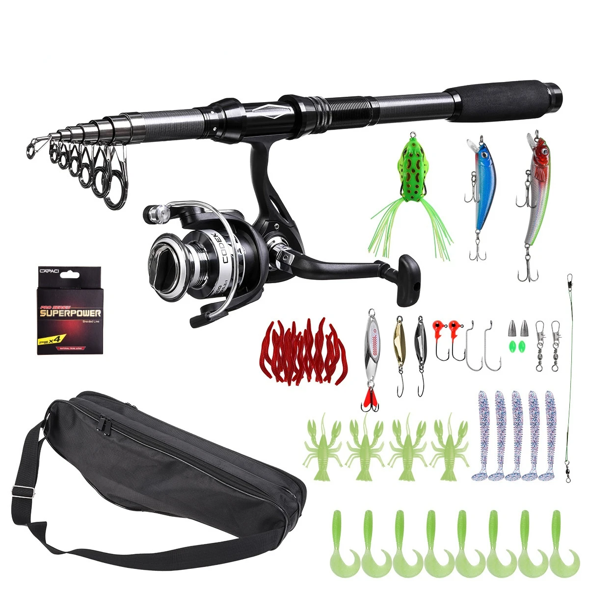 

Odj 1.8m 2.1m 2.4m 2.7m RA Black Sea Rod 5-piece Set Luya Fishing Tackle Combination Fishing Rod